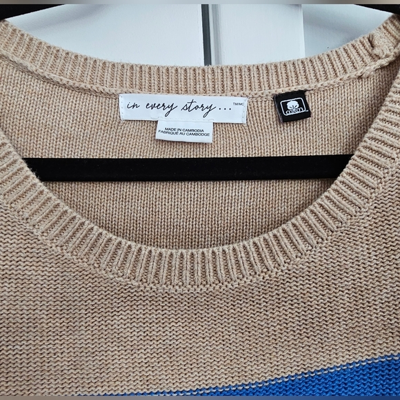 Plus Size 2X 100% Cotton Striped Sweater Tunic Penningtons - Picture 2 of 6